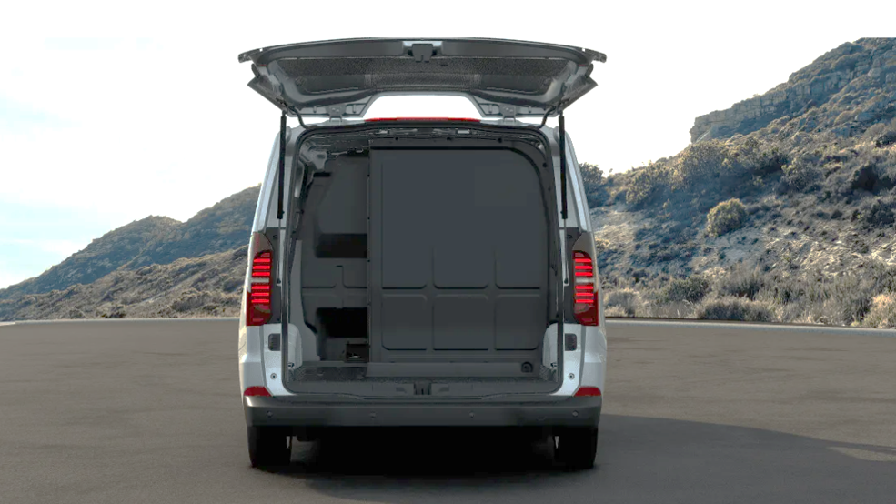 Volkswagen Transporter skříň s L-přepážkou, zadní pohled