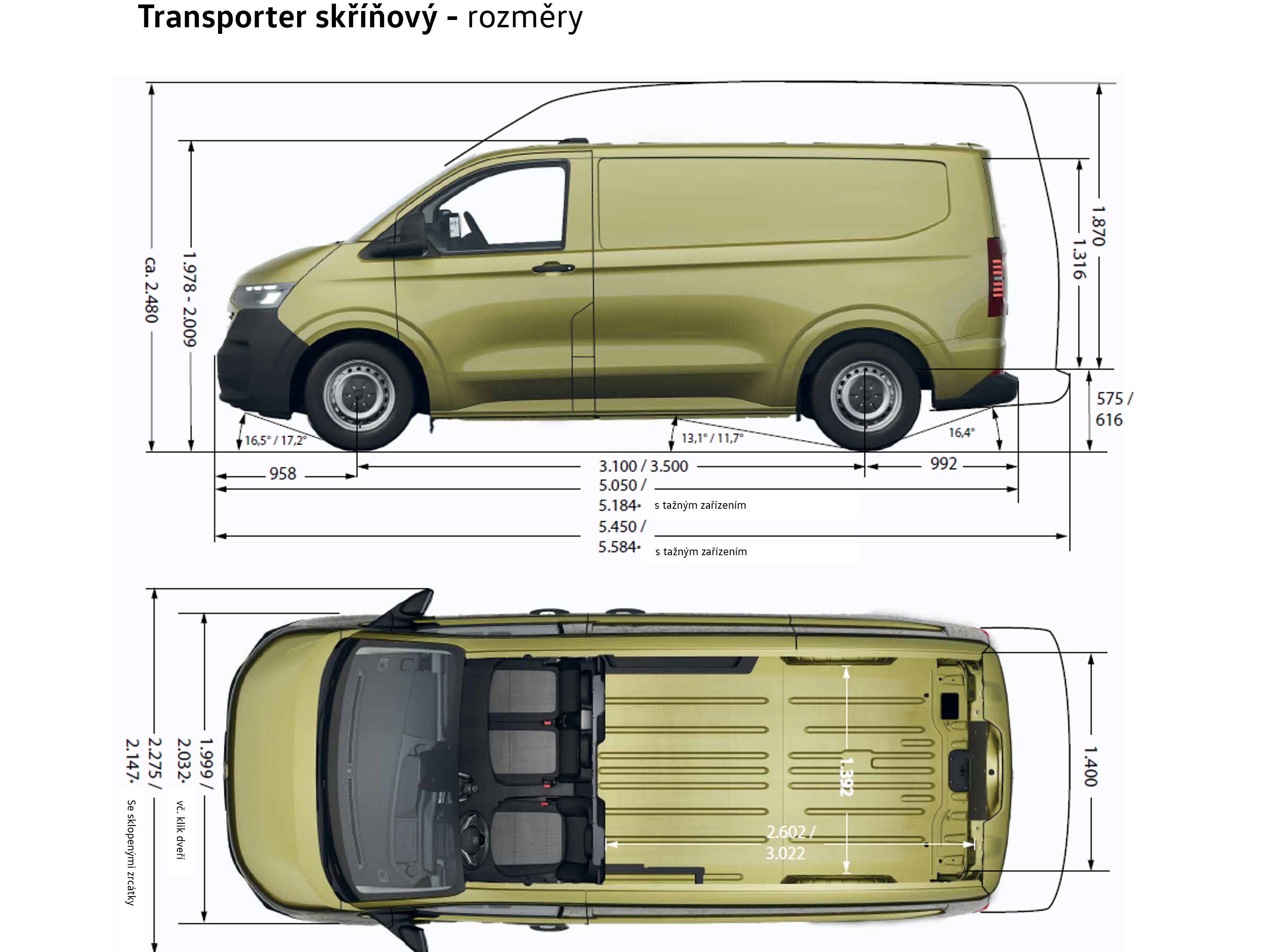 Výkres Transporter skříňový rozměry