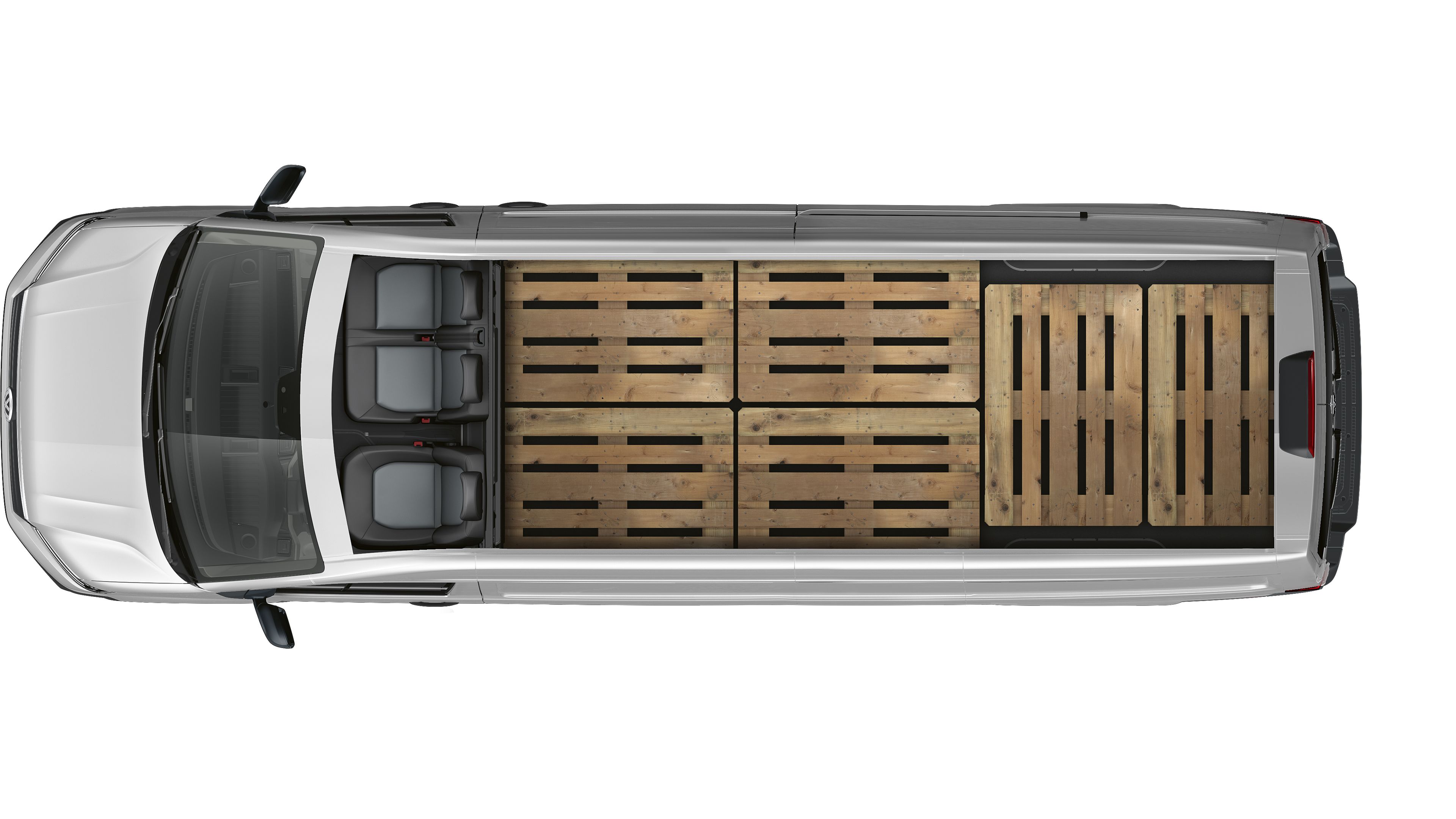 Pohled ze shora na model Crafter skříňový vůz s 6 europaletami